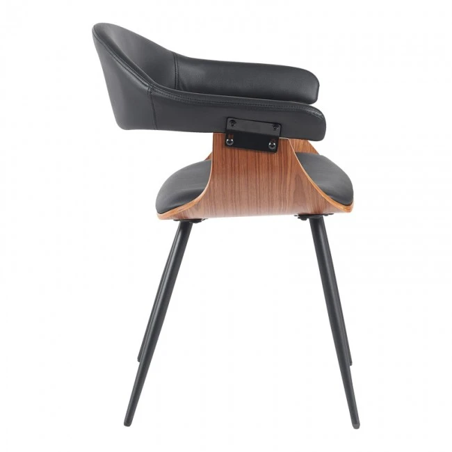 Austen armchair pakoworld PU black-walnut wood-black metal 58x55x77cm