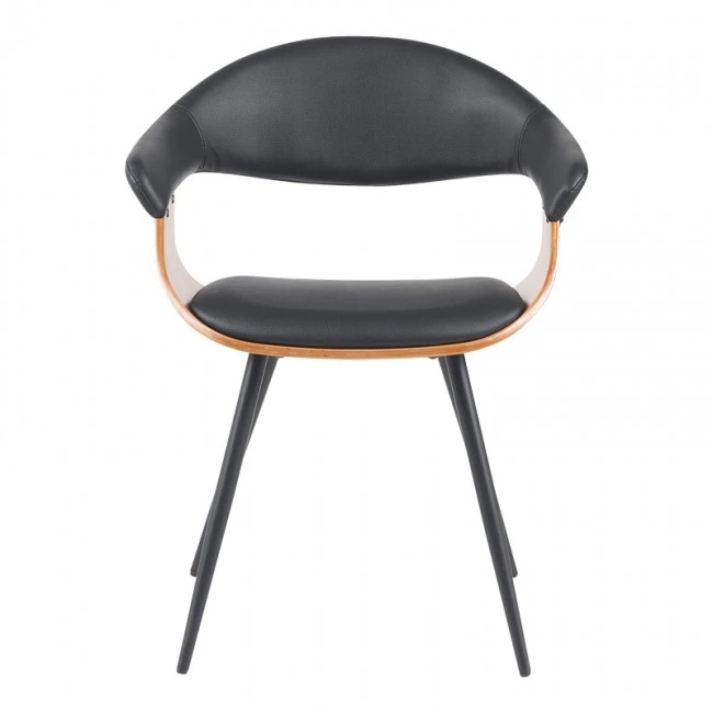 Austen armchair pakoworld PU black-walnut wood-black metal 58x55x77cm