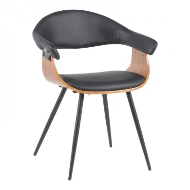 Austen armchair pakoworld PU black-walnut wood-black metal 58x55x77cm