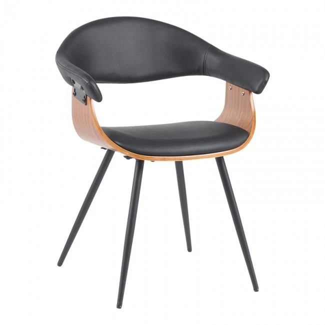 Austen armchair pakoworld PU black-walnut wood-black metal 58x55x77cm