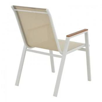 Azelie pakoworld aluminum armchair in beige textilene shade and white leg 56x75x88cm