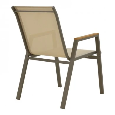 Azelie armchair pakoworld champagne aluminum and textilene in light gray shade 56x75x88cm