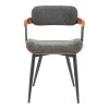 Armchair Cameo pakoworld metal black-walnut wood-dark grey fabric 53x49.5x75.5cm