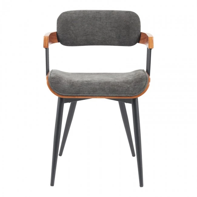 Armchair Cameo pakoworld metal black-walnut wood-dark grey fabric 53x49.5x75.5cm
