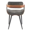 Armchair Cameo pakoworld metal black-walnut wood-dark grey fabric 53x49.5x75.5cm