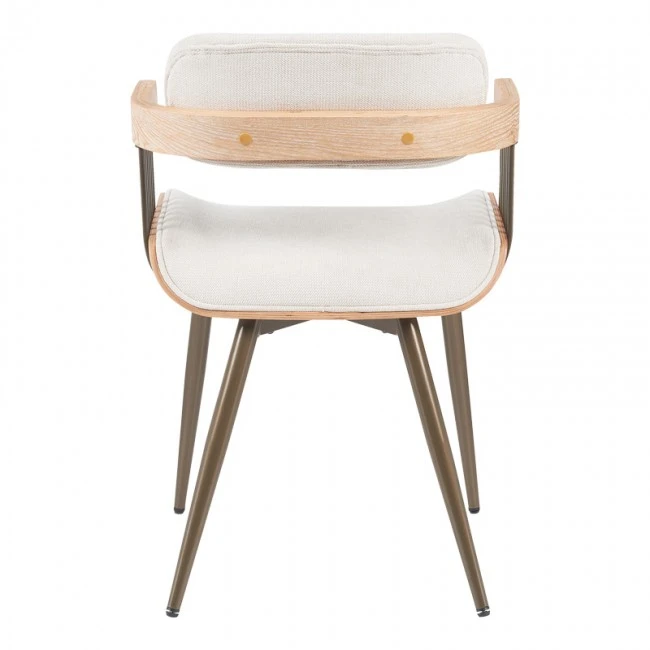 Armchair Cameo pakoworld metal bronze-white-wash wood-beige fabric 53x49.5x75.5cm