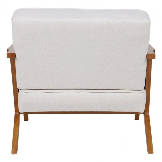 Armchair Claudia pakoworld fabric beige-pvc rattan-rubberwood natural