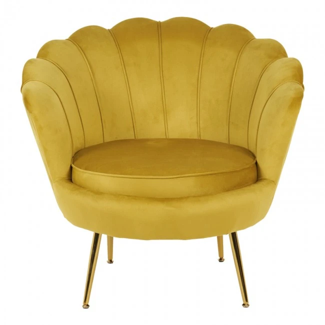 Daimon pakoworld velvet armchair in yellow shade 79x74x78cm