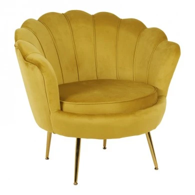 Daimon pakoworld velvet armchair in yellow shade 79x74x78cm