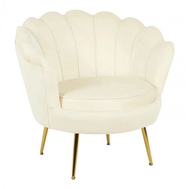 Daimon pakoworld velvet armchair in white shade 79x74x78cm