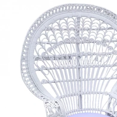 Armchair Dorothy Inart with white cushion-white rattan 115x53x147cm