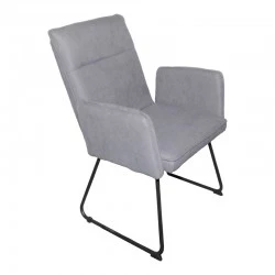 Armchair Essential pakoworld grey fabric-black metal leg 55.5x59x89cm Armchair Essential pakoworld grey fabric-black metal leg 55.5x59x89cm