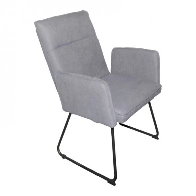 Armchair Essential pakoworld grey fabric-black metal leg 55.5x59x89cm