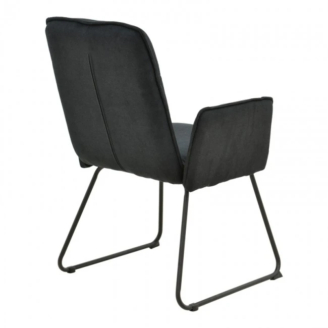 Armchair Essential pakoworld black fabric-black metal leg 55.5x59x89cm