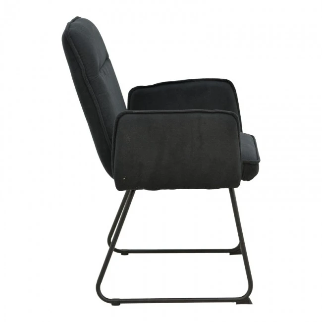 Armchair Essential pakoworld black fabric-black metal leg 55.5x59x89cm