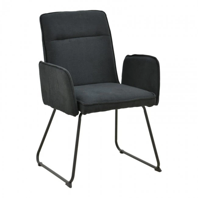 Armchair Essential pakoworld black fabric-black metal leg 55.5x59x89cm