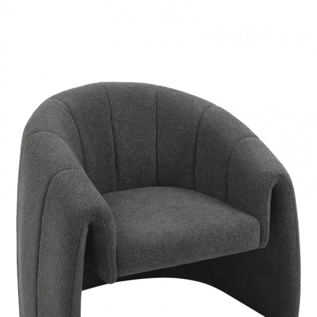 Fassy armchair pakoworld bouclé fabric in charcoal color 80x66x80cm