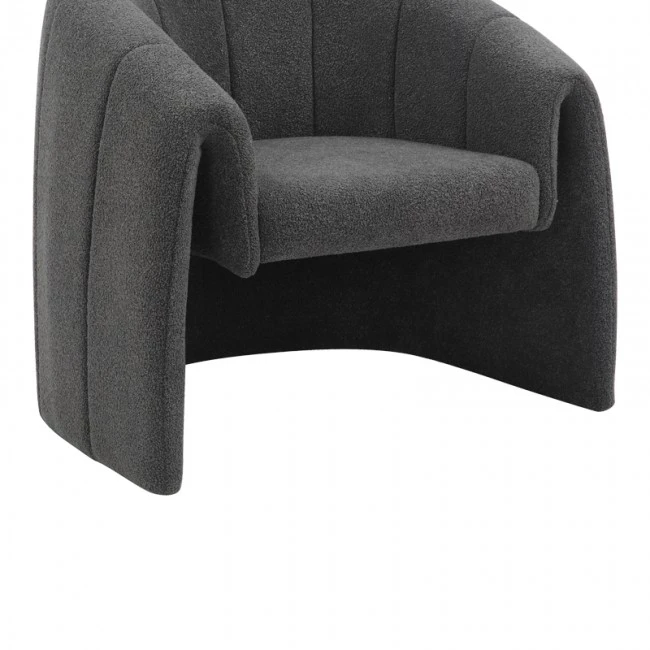 Fassy armchair pakoworld bouclé fabric in charcoal color 80x66x80cm