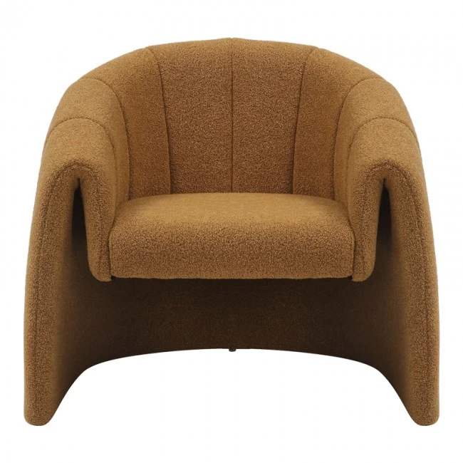 Fassy armchair pakoworld boucle fabric in mustard shade 80x66x80cm