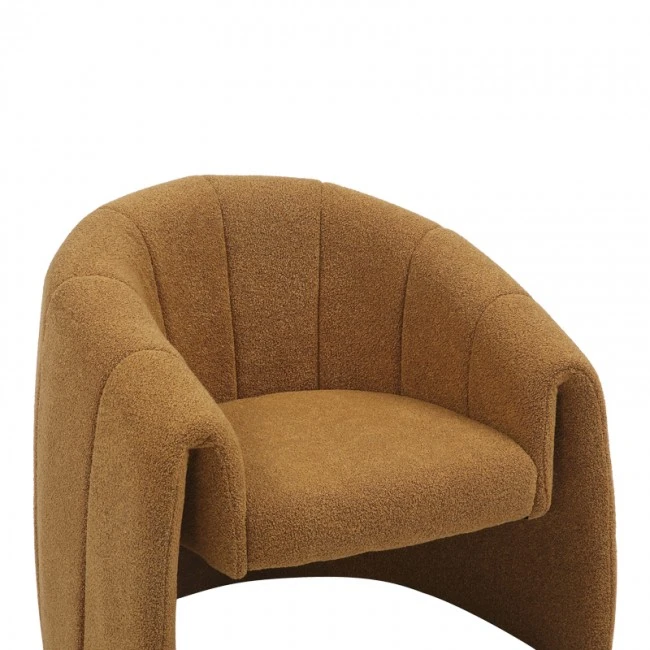 Fassy armchair pakoworld boucle fabric in mustard shade 80x66x80cm