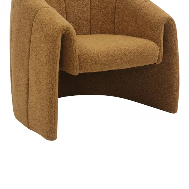 Fassy armchair pakoworld boucle fabric in mustard shade 80x66x80cm
