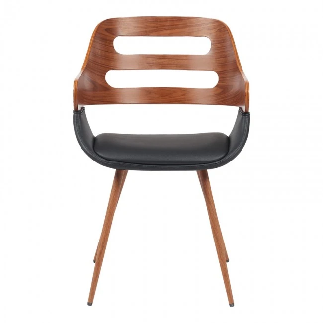 Armchair Fern pakoworld PU black-walnut wood 52x59x80cm