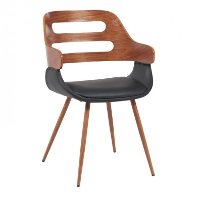 Armchair Fern pakoworld PU black-walnut wood 52x59x80cm