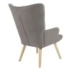 Armchair Fluffy pakoworld fabric grey-natural rubberwood leg 75x69x96cm