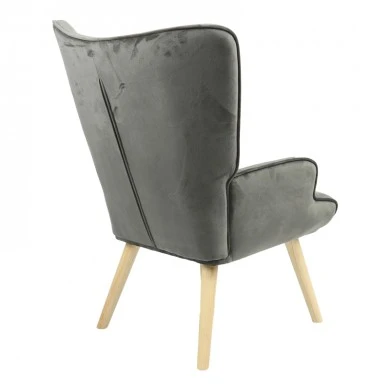 Armchair Fluffy pakoworld velvet fabric dark grey-natural leg 75x69x96cm