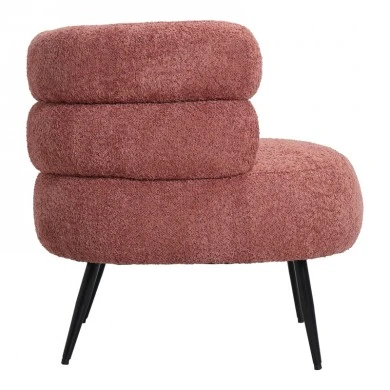 Foleja pakoworld armchair boucle fabric in rotten apple color with black metal legs 76x75x72cm