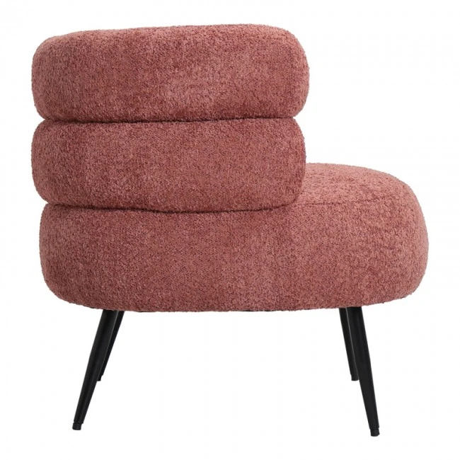 Foleja pakoworld armchair boucle fabric in rotten apple color with black metal legs 76x75x72cm