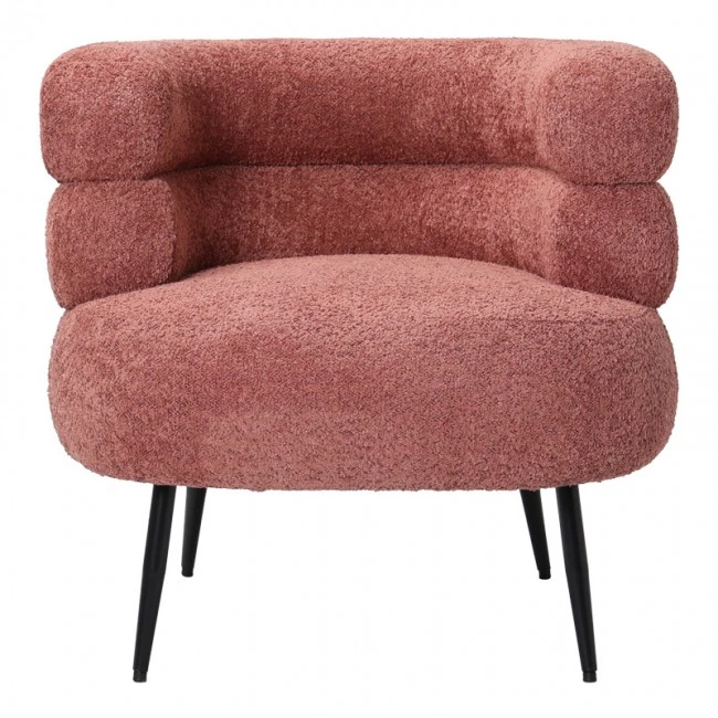 Foleja pakoworld armchair boucle fabric in rotten apple color with black metal legs 76x75x72cm