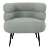 Foleja pakoworld armchair boucle fabric in light green color with black metal legs 76x75x72cm