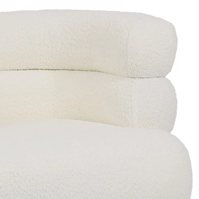 Foleja pakoworld armchair boucle fabric in white color with black metal legs 76x75x72cm