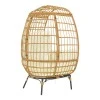 Armchair Frox pakoworld wicker rattan natural-metal natural-black legs-beige cushion 96x76x145cm