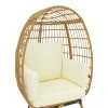 Armchair Frox pakoworld wicker rattan natural-metal natural-black legs-beige cushion 96x76x145cm