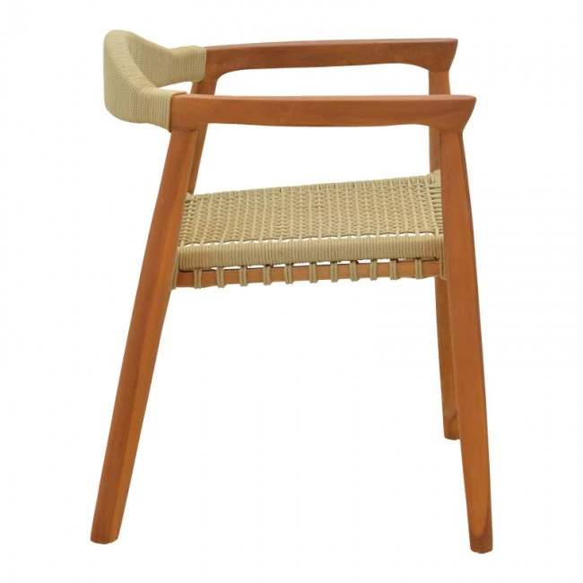 Armchair Ganny pakoworld teak wood and pe rope in natural shade 61x58x71cm