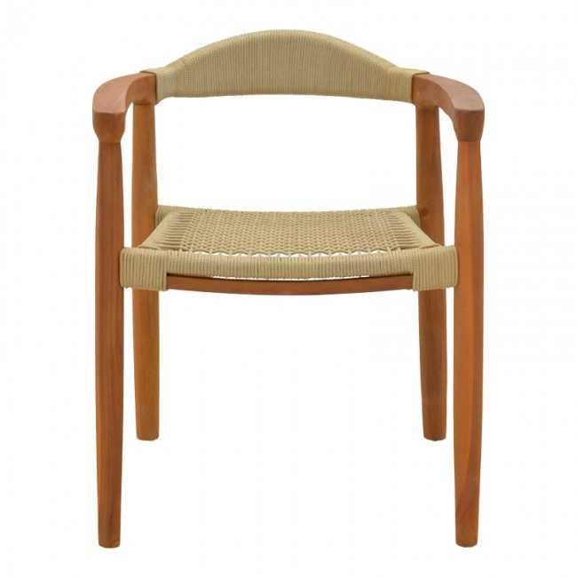 Armchair Ganny pakoworld teak wood and pe rope in natural shade 61x58x71cm