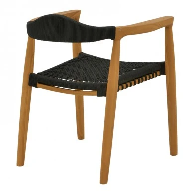 Armchair Ganny pakoworld teak wood and pe rope in black shade 59x56x71cm