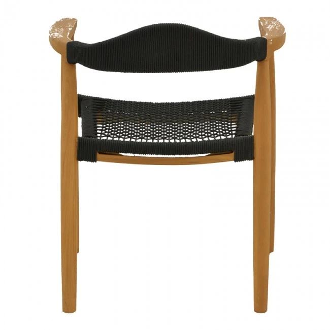 Armchair Ganny pakoworld teak wood and pe rope in black shade 59x56x71cm