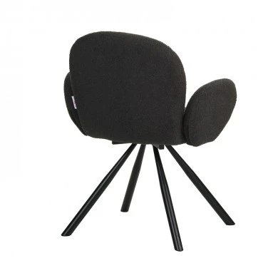 Armchair Garzele Inart dark grey teddy fabric-leg black metal 68x66x82.5cm