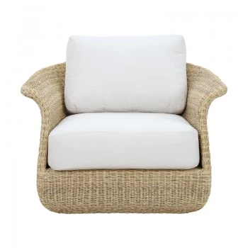 Armchair Gogi pakoworld aluminum-synthetic wicker in natural color-beige fabric 100x83x73cm