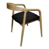 Hogie pakoworld rubberwood armchair in natural shade with black pu cushion 61x60x76cm