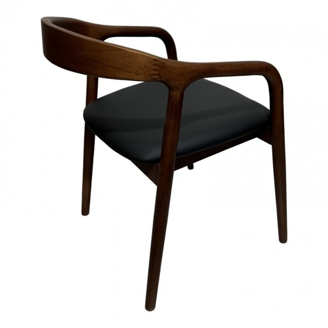 Hogie armchair pakoworld rubberwood walnut-black pu cushion 61x60x76cm