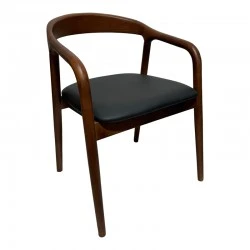 Hogie armchair pakoworld rubberwood walnut-black pu cushion 61x60x76cm