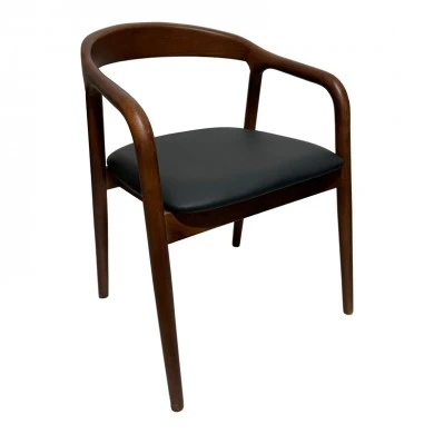 Hogie armchair pakoworld rubberwood walnut-black pu cushion 61x60x76cm