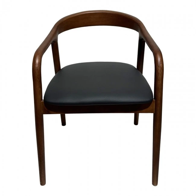 Hogie armchair pakoworld rubberwood walnut-black pu cushion 61x60x76cm