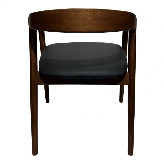 Hogie armchair pakoworld rubberwood walnut-black pu cushion 61x60x76cm