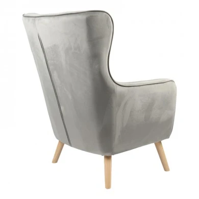 Insicive armchair pakoworld velvet gray-natural leg 72x89x105cm