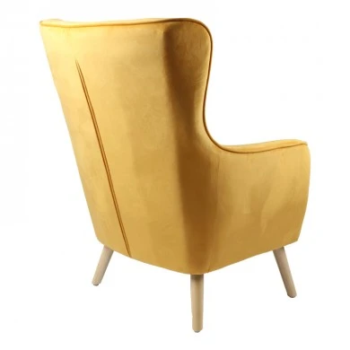 Insicive armchair pakoworld velvet yellow-natural leg 72x89x105cm